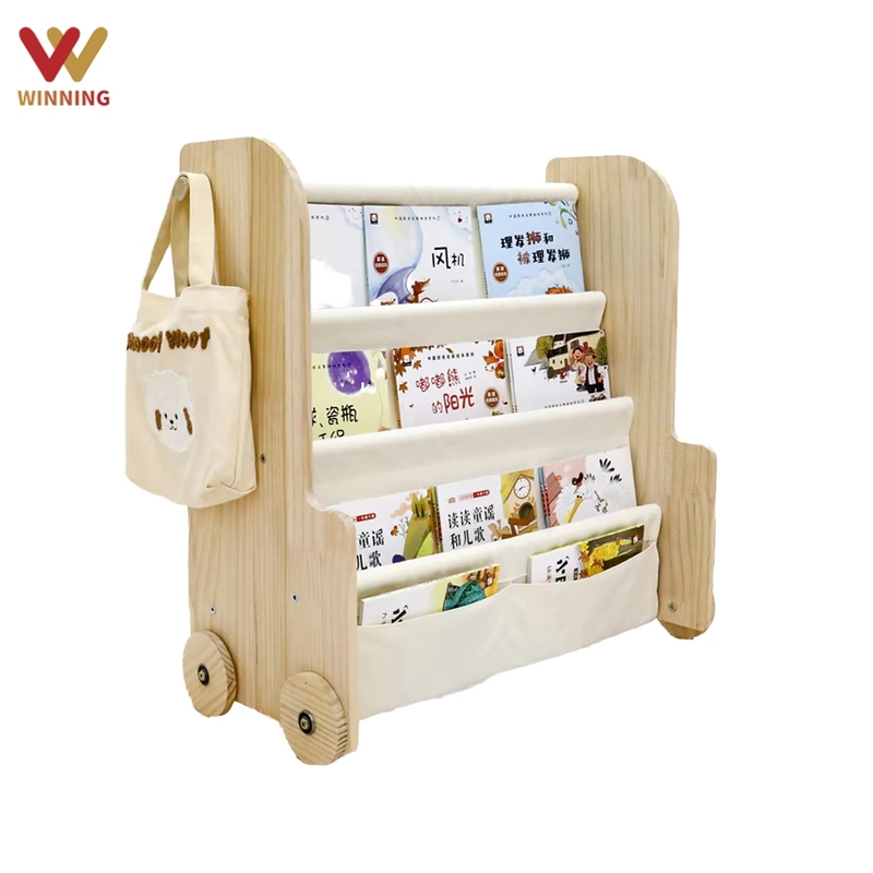 Kindergarten Library Bookshelf Solid Wood Bookcase