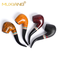 MUXIANG Sherlock Holmes Pipe à tabac Couleur rouge Haute polissage Bande colorée 9mm Pipes à fumer