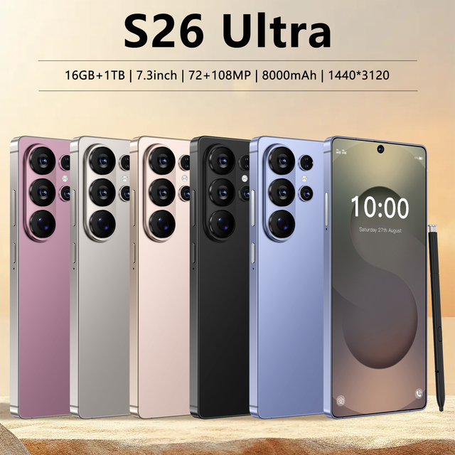 Android15 Smartphone 16GB+1TB Unlocked Cell Phone Deca Core Processor 5G Network 7.3 Inch Full Display for S26Ultra Mobile Phone