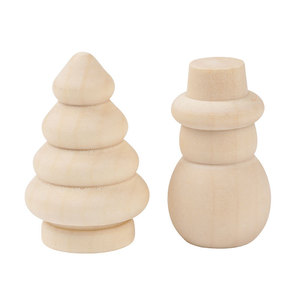 Adornos de madera con forma de árbol de Navidad y muñeco de nieve sin terminar para decoración DIY de interior - Product Image 4
