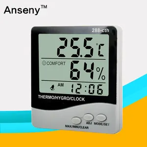 室内房间LCD电子温度湿度计数字温度计湿度计气象站闹钟HTC-1