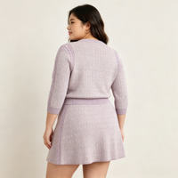Service OEM ODM, pull à col rond à manches longues en jacquard pour femmes, ensemble deux pièces avec jupe