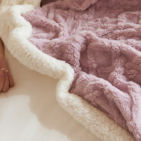 Luxuriöse Winter-Doppelschicht-Polyester-Fleece-Decke - Wohnzimmer Büro Sofa Bettzeug Zubehör