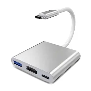 อะแดปเตอร์ USB 3.1 Type C เป็น HDMI 4K,ฮับสายเคเบิล3 In 1ตัวผู้เป็นตัวเมียสำหรับ Macbook Pro คอมพิวเตอร์แท็บเล็ตพีซีแล็ปท็อป Nintendo Switch