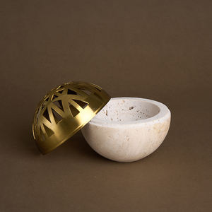 مبخرة بخور من حجر الترافرتين بتصميم بسيط، مبخرة عربية رخامية - Product Image 4