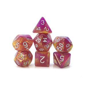 Dados de D&D de gemas poliédricas brillantes de dos colores personalizados al por mayor de fábrica - Product Image 3