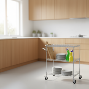 Carrito de Servicio Rodante de 3 Niveles DB Wholesale, Capacidad de 661 Libras, Acero Inoxidable, con Ruedas, para Cocina, Baño, Armario - Product Image 2