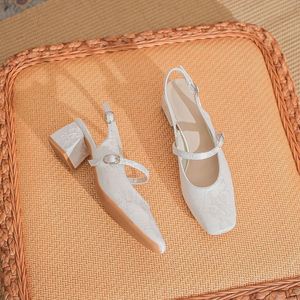 Nuevos Zapatos Mary Jane de Estilo Chino con Punta Cuadrada para Mujer, de Satén Jacquard con Perlas, de Una Sola Tira, Casuales, Planos, de Vestir - Product Image 1