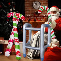 Vente en gros de cannes à sucre gonflables de Noël en PVC de 90 cm, jouet de décoration de Noël gonflable