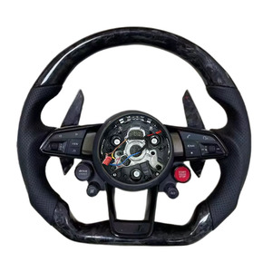 Volante de fibra de carbono brillante, volante de cuero con costuras azules para <span class=keywords><strong>Audi</strong></span> A3 A4 B8 B9 <span class=keywords><strong>A5</strong></span> A6 A7 C8 A8 D4 D5 D6 Q3 Q5 Q5 - Product Image 2