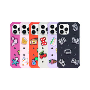 Antichoc mode couverture arrière dessin animé bricolage Silicone 3D mignon étui de téléphone portable pour <span class=keywords><strong>iPhone</strong></span> 11 12 13 Pro max tenir croc charmes - Product Image 2