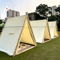 Carpa Triangular de Madera de Doble Capa de 9 m², Resistente al Viento, Entrega Directa de Fábrica, Tela Oxford para Ferias Comerciales al Aire Libre