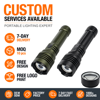 Lampe torche LED rechargeable à zoom haute puissance, longue portée, tactique, avec allume-feu, lentille en alliage d'aluminium, lanterne de camping