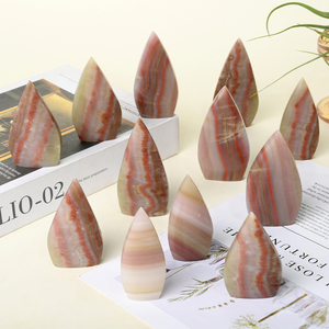 Vente en gros de cristaux de guérison, forme libre, poli, jade naturel rayé, forme goutte d'eau, pour la décoration - Product Image 4