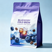Sachets de café à fond carré avec logo personnalisé imprimé, pochette verticale avec valve et fermeture éclair, en feuille de kraft, marque privée, vente en gros