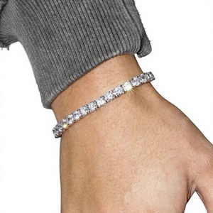 Nouveau design de bracelet cubain de luxe hip-hop serti de diamants, en argent 925, avec moissanite, bijoux brillants pour femmes - Product Image 2