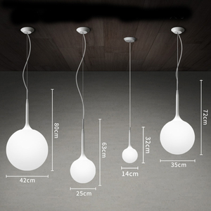Lámpara Colgante de Bola de Cristal Blanco Leche de Alta Calidad con Cabezal Único de Hierro, Altura Ajustable, para Instalación en Proyectos de Comedores y Restaurantes - Product Image 5