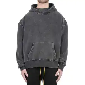 Yüksek kaliteli % 100% pamuk asit yıkanmış hoodie yüksek sokak serisi yıkama eski kazak taş yıkanmış vintage hoodie