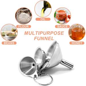 ชุดกรวยสแตนเลสในครัวขนาดเล็กมี3แพ็คกรวยบรรจุโลหะทนทานสำหรับการถ่ายโอนของเหลวแห้งเกรดอาหาร - Product Image 6