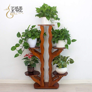 Soporte de madera para plantas y flores, expositor de macetas, estante de madera al por mayor de China, color verde para suelo. - Product Image 1