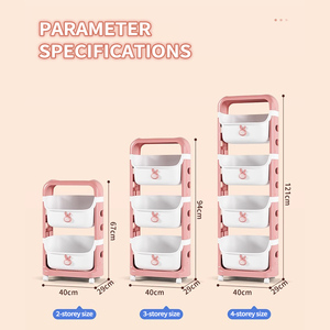 4 층 가정용 플라스틱 간식 유틸리티 카트 만화 토끼 다층 친환경 PP 아기 모바일 스토리지 랙 - Product Image 3