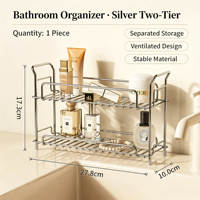 Organisateur de comptoir de salle de bain en acier inoxydable 304, support de rangement pour cosmétiques et soins de la peau