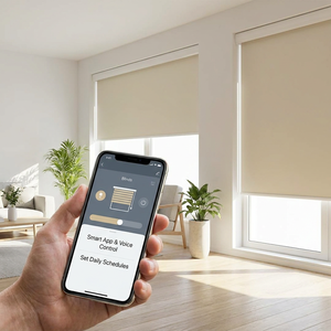 Tende a Rullo Motorizzate Verticali Moderne con Funzionamento Elettrico Intelligente, Oscuranti per Finestre, Ideali per Hotel - Product Image 1
