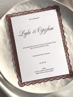 Carte d'invitation de mariage de luxe vintage en dentelle, suite personnalisée faite à la main, impression typographique, logo gaufré à l'or, papier offset