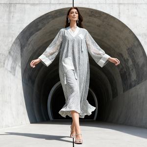 Nouvelle Abaya en tissu polyester brodé de luxe sur mesure pour femmes musulmanes, robe longue de haute qualité, vente en gros - Product Image 2