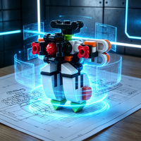 Bloques de Construcción de Plástico ABS Flight No.1 Mecha Warrior, Juego Pequeño de 62 Piezas, Juguete Educativo de Ciencia STEM para Armar