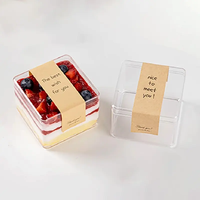 Gobelets à dessert en plastique jetables transparents de forme carrée de haute qualité WHR, mini gobelets à dessert, contenants pour gâteaux et aliments