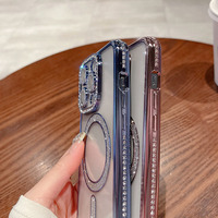 Étui mobile magnétique en diamant brillant pour iPhone 16 16 Pro 16 Pro Max 16 Plus étui de téléphone sans fil Bling anti-choc pailleté pour filles