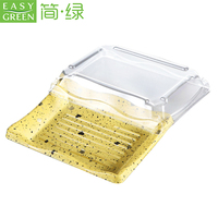 Barquettes à sushi biodégradables avec couvercle transparent, contenants écologiques jetables pour gâteaux, boîtes à emporter pour sushi, gaufres, fruits, desserts
