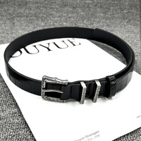 Ceinture en cuir PU de haute qualité pour femme, avec boucle à ardillon en alliage, style classique décontracté, ceinture en cuir de crocodile pour pantalon et robe