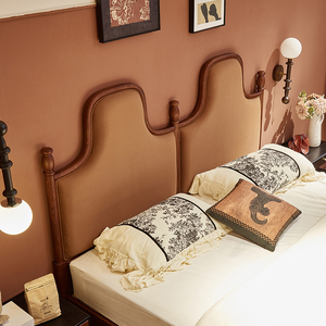 Ensemble de lit Queen en bois massif meubles de chambre à coucher anciens de luxe lits King Size doubles robustes lit de luxe en bois fabriqué à <span class=keywords><strong>la</strong></span> main Queen - Product Image 3
