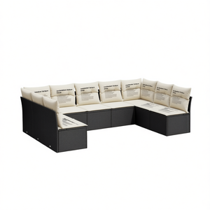Black PE <b>Rattan</b> Garden <b>Sofa</b> Set Adjustable Feet Outdoor Furniture 6 Seater Contemporary Design - Product Image 1