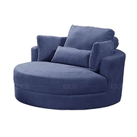 Fauteuil lounge rond de style américain moderne avec ottoman de rangement pour la maison, l'appartement, le salon, la salle de lecture, la chambre, l'hôtel, l'auberge