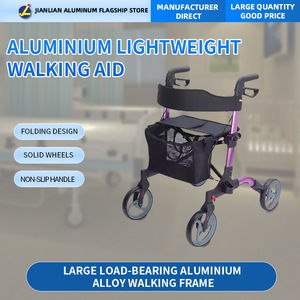 Cadre en aluminium Rollator de <span class=keywords><strong>luxe</strong></span> Walker avec siège 8 "roues léger mobilité aide à la marche pour adultes âgés - Product Image 2