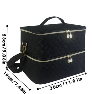 Nail Polish Organizer Bag Large Capacity Diamond Lattice Zipper Cosmetic Storage Case With Soft Handle For Beauty Tools - Product Image 5
