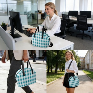 Hawaiian Turquoise Palaka Design Reusable Adult Women Insulated Tote Custom Print Quilted Lunch Cooler Bag for Picnic Office - Product Image 5