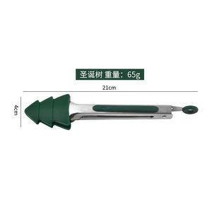 Vente en gros de mini pinces à nourriture en silicone pour buffet, série créative sur le thème de Noël, ustensiles ménagers en acier inoxydable - Product Image 4