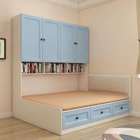 Armoire en bois moderne et minimaliste personnalisable, gain de place, multifonctionnelle, avec bibliothèque intégrée, pour chambre à coucher et petit appartement