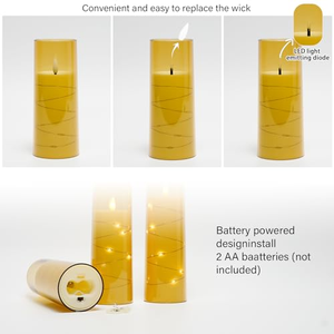 Vela LED Electrónica de Acrílico con Llama 3D Intermitente, Funciona con Batería, con Cadena de Luces y Temporizador Remoto para Decoración del Hogar - Product Image 2