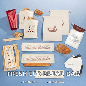 Homemade Bread Fresh Eco Friendly Cartoon <b>Mini</b> <b>Canvas</b> Reusable Drawstring Shopping Tote Bag - Product Image 2