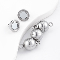 Fermoirs magnétiques sphériques ronds étanches plaqués or PVD 18 carats de 8 mm et 10 mm pour la fabrication de colliers et bracelets DIY