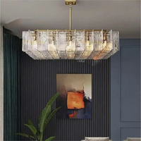 Lustre en cristal transparent à motif quadrillé nordique de luxe BGST, laqué et poli, pour plafonds hauts, salon, hôtel