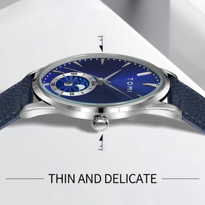 TOMI Montre à Quartz Luxe Homme Design Jour Noir Nuit Blanche Bracelet Cuir Largeur 20mm Cadran Verre Chronographe Hangzhou - Product Image 3