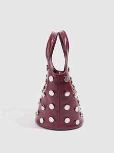 Nouveau Sac à Main Tendance en PU Effet Écaille de Tortue avec Rivets, Style Seau Cool pour Moto, Anti-Vol, Fermeture Éclair Métallique pour Femme - Product Image 4