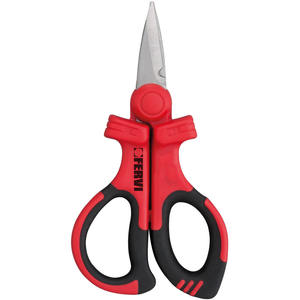 Ciseaux d'électricien Fervi en acier inoxydable, poignées isolées rouges, qualité industrielle, bord lisse - Product Image 1