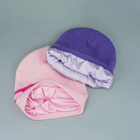 Bonnet Personnalisé en Tricot Jacquard Réversible sans Revers Doublé Satin Hiver Style Y2K